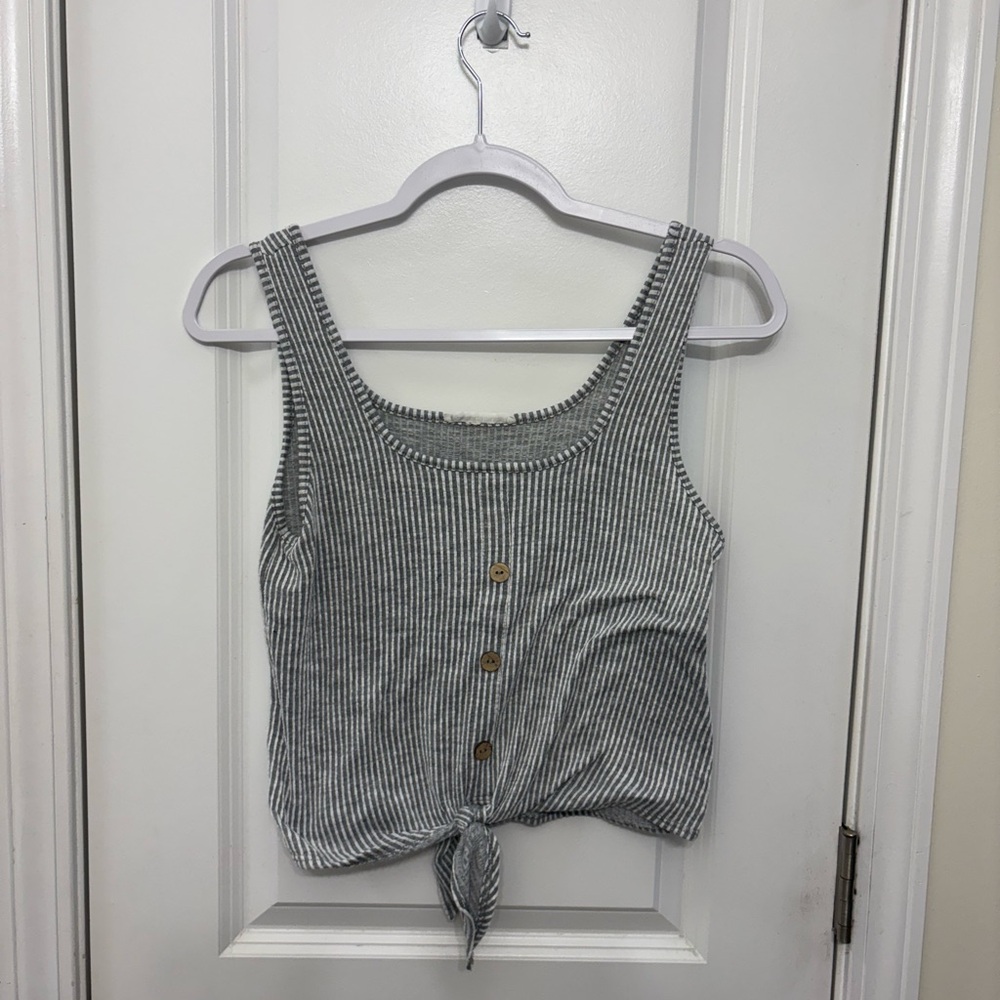 Striped Gray Sleeveless Top
